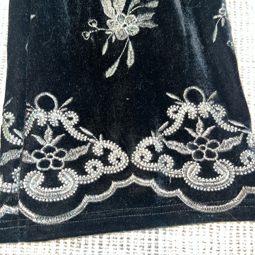 Free People Women's Floral Print Velvet Flared Pants Boho Retro Festival Small - Picture 6 of 14